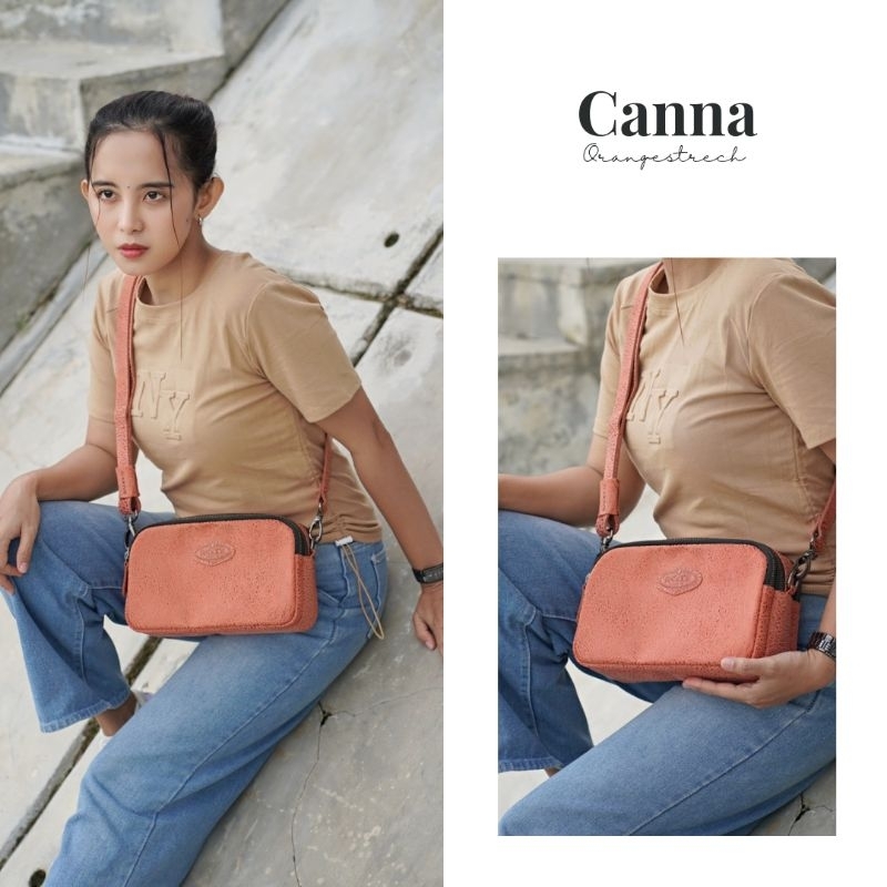 Radoce Bags - Tas Selempang Wanita - Tas Kulit Sapi Asli - CANNA ORANGE SCRATCH