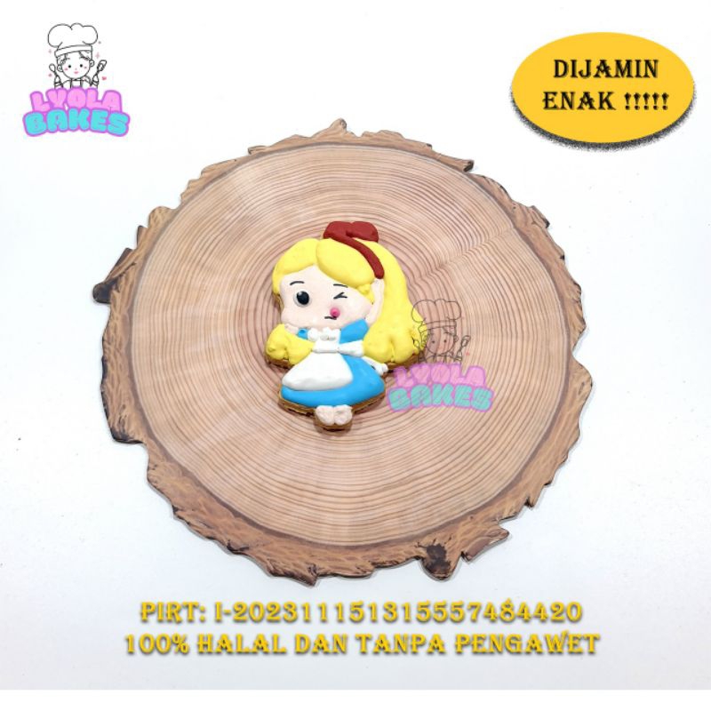 

Cookies Princes Disney cookie kukis Hias karakter character belle cinderrela tangled anna ariel snowwhite jasmine alice elsa olaf aurora kue kering icing royal