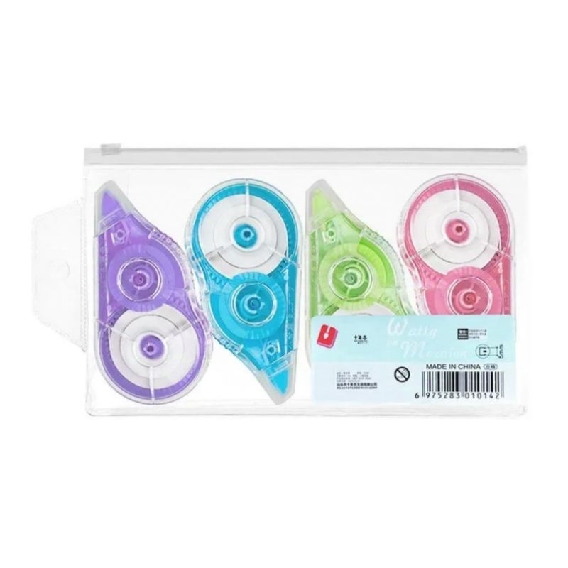 

4 Pcs Tipe Ex 5mm Warna Warni Lucu | Case Transparan | Stipo cepat kering |