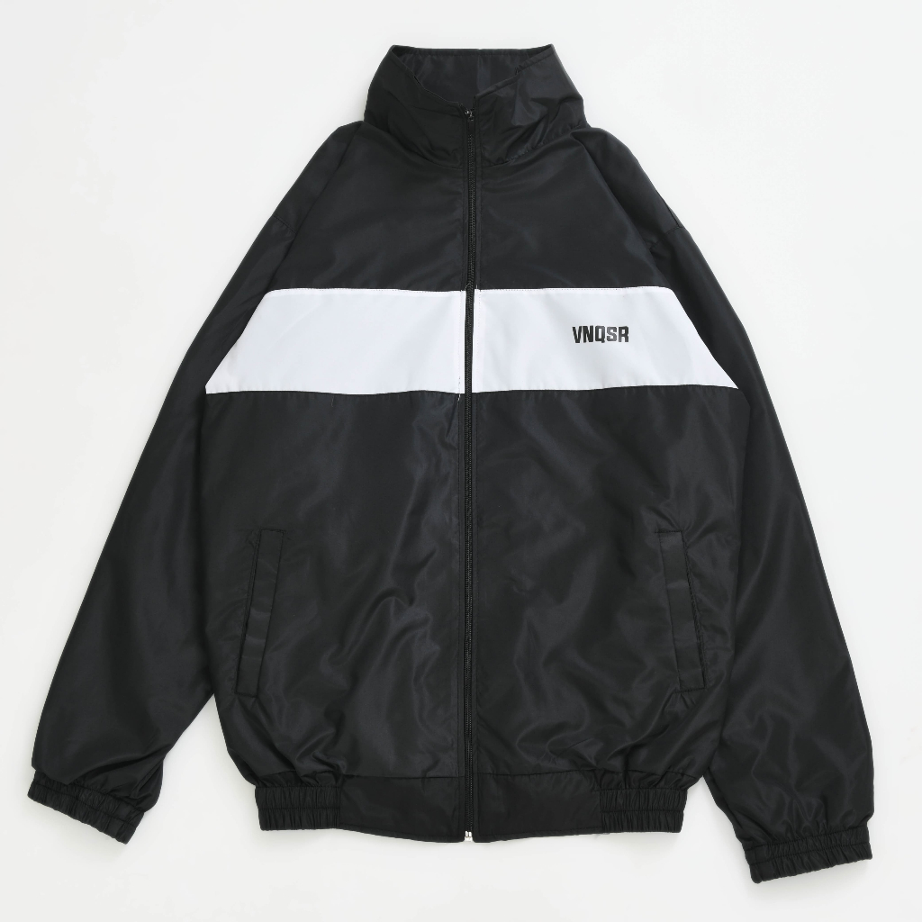bathrum - jaket tracksuit parasut  hitam putih - jaket parasut tracktop suit - zieper jaket unisex p