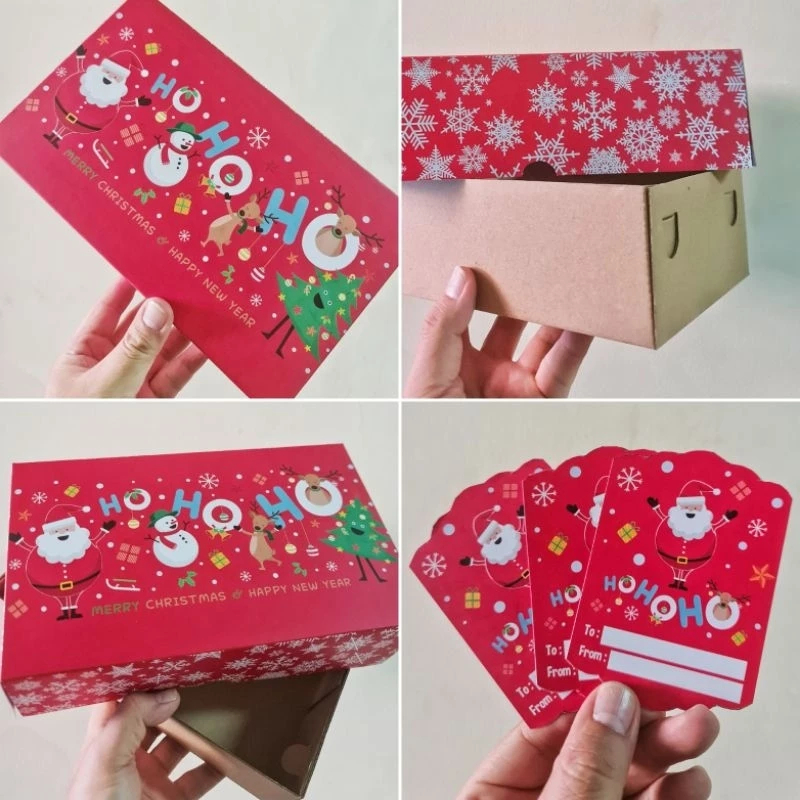 

( 5 pcs ) dus edisi natal muat 3 toples persegi panjang 350 gr box hampers merry christmas 25x15x7cm