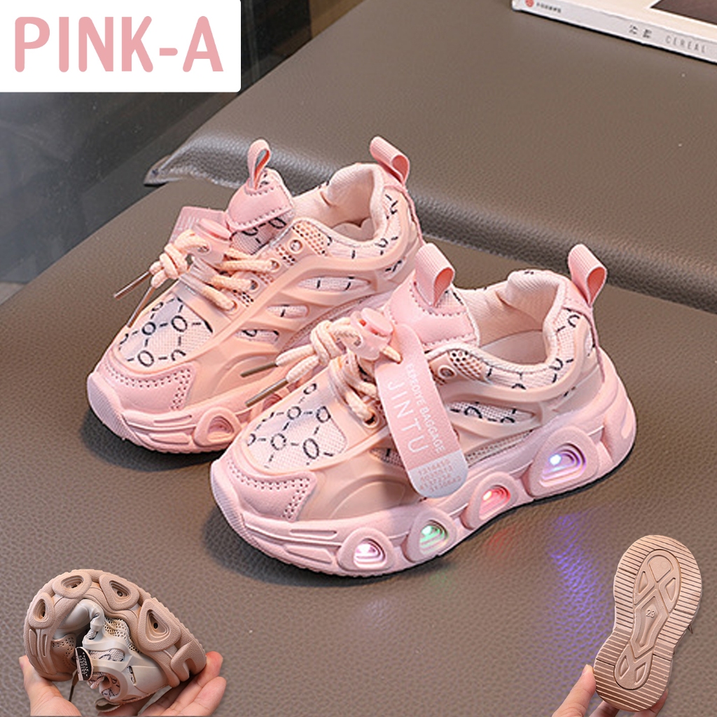 Sepatu Anak Lampu LED Sepatu Anak Import Lampu Sepatu Anak LED Murah Sepatu LED Pink Brown