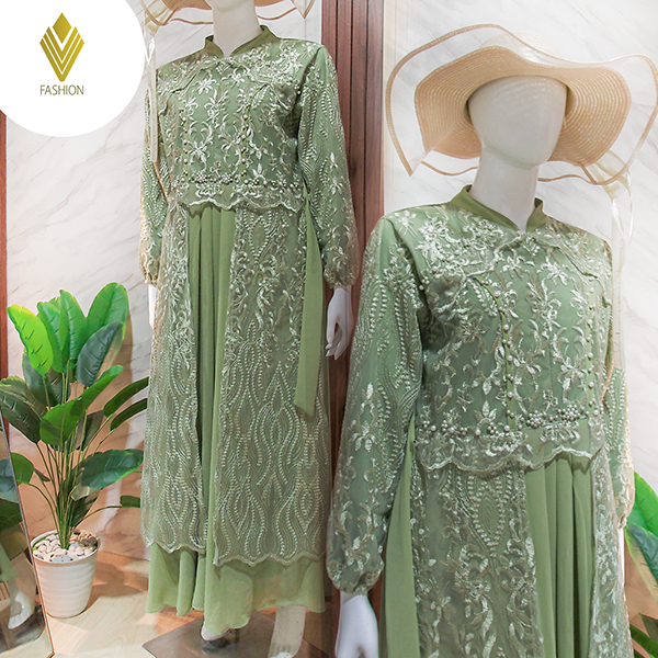 model baju gamis kombinasi brokat terbaru untuk kondangan simple terbaru kekininan