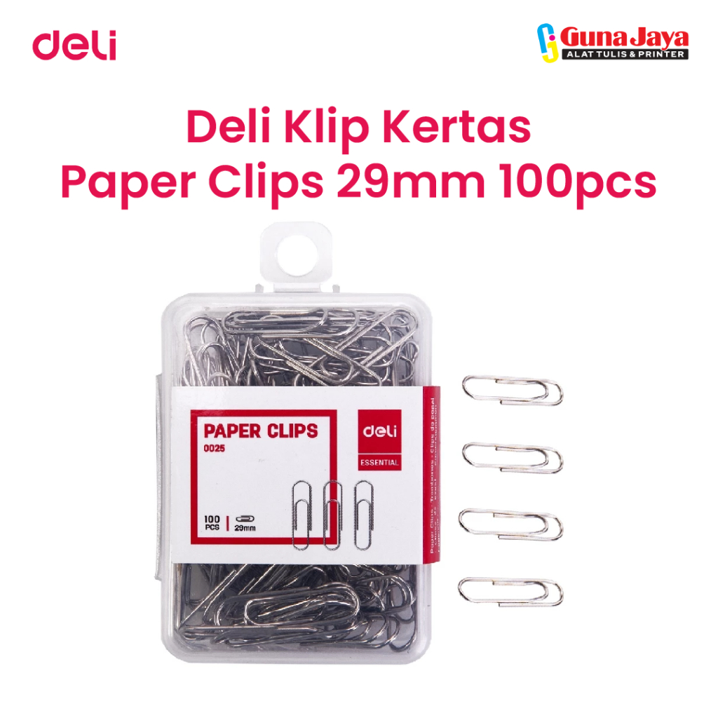 

DELI E-0025 PAPER CLIP - Klip Kertas Paper Clips 29mm 100pcs/box untuk Kebutuhan Kantor