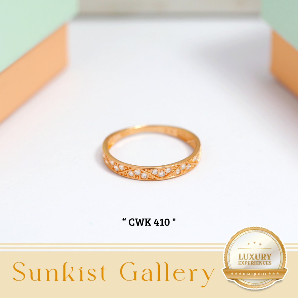 CINCIN WANITA EMAS ASLI MODEL LISTRING FULL PERMATA CANTIK ELEGANT SIMPLE EMAS MUDA DAN TUA KADAR 6K