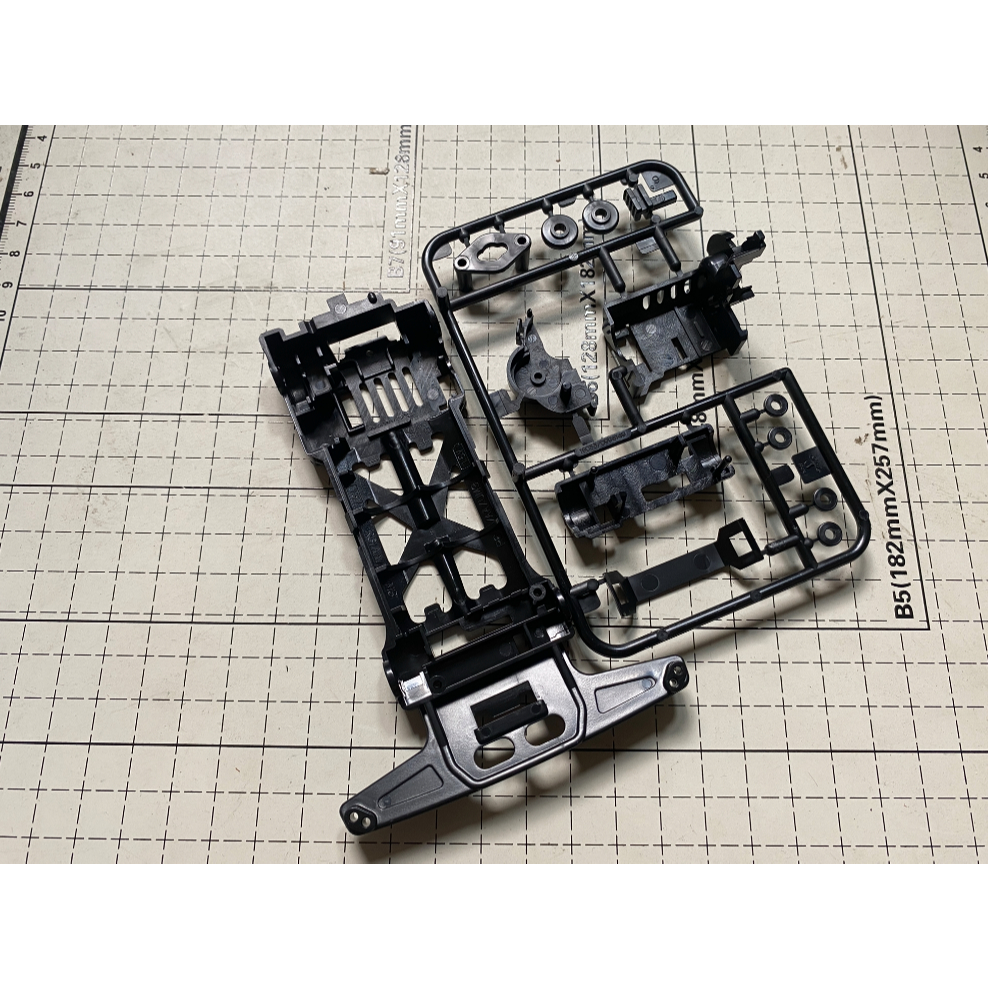 Chasis / sasis zero original tamiya set + gearbox/ girboks hitam/ kit clasis/ klasic