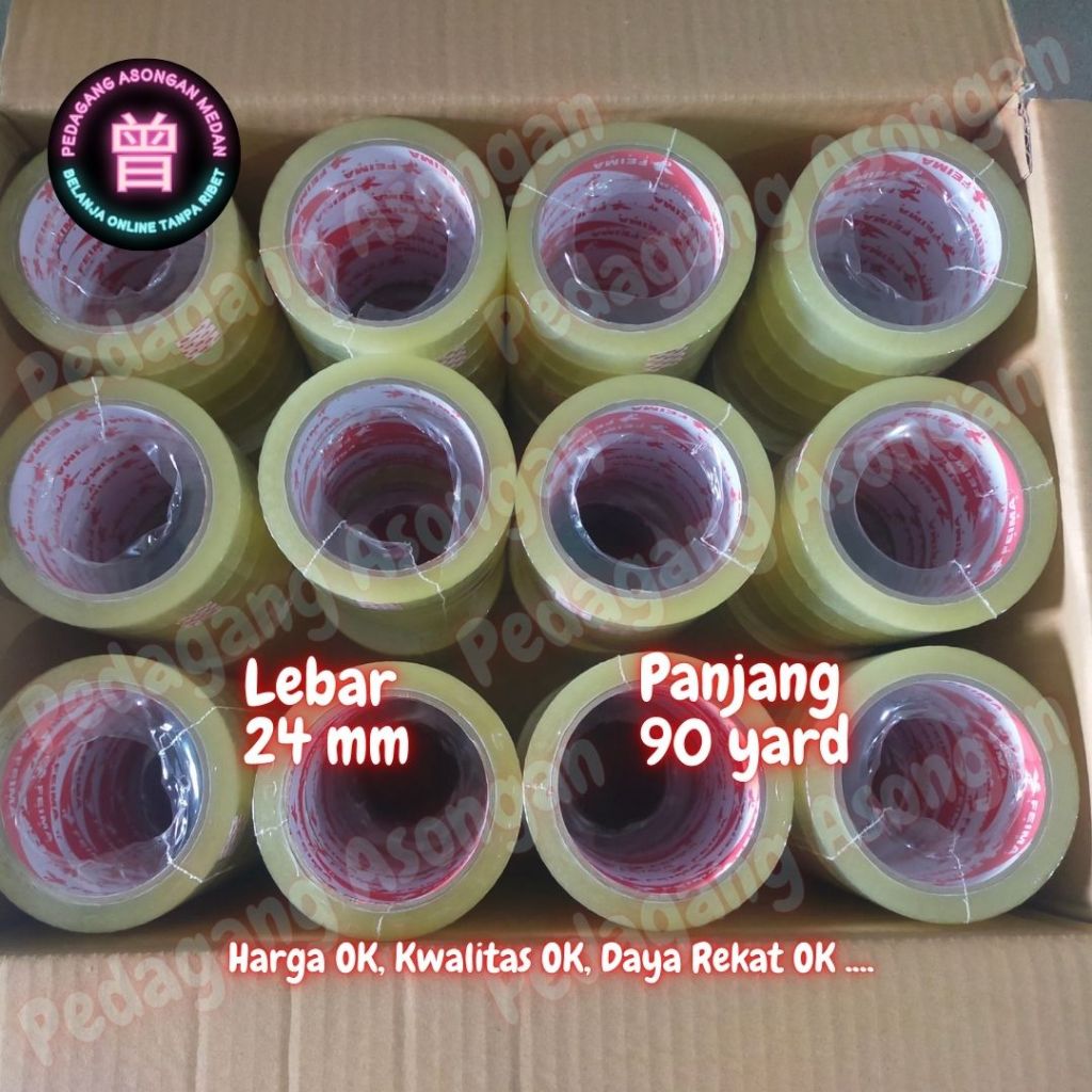 

Lakban Bening 24mm x 90Yard (1 Dus 144 Pcs)