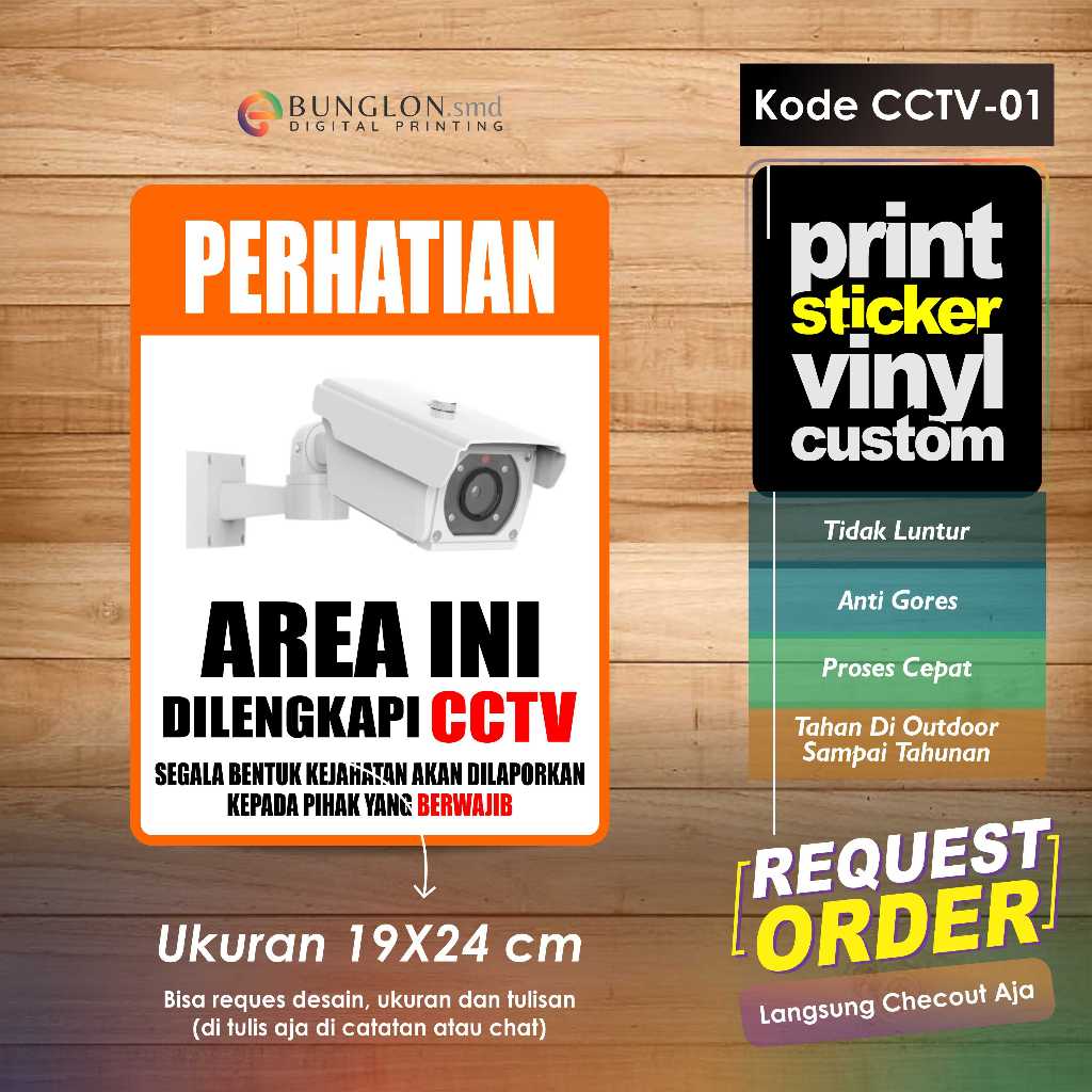 

STIKER PERHATIAN AREA INI DILENGKAPI CCTV + LAMINASI KODE CCTV-01 ORANGE