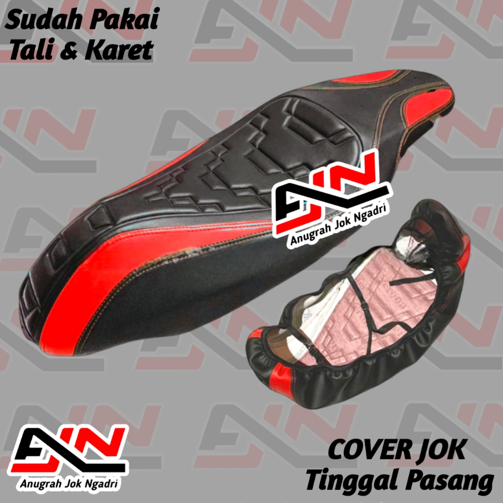 Cover Kulit Jok Motor / Sarung Jok Motor MODEL PIRAMID Tanpa Staples Pakai Karet Nmax, Aerox, Pcx