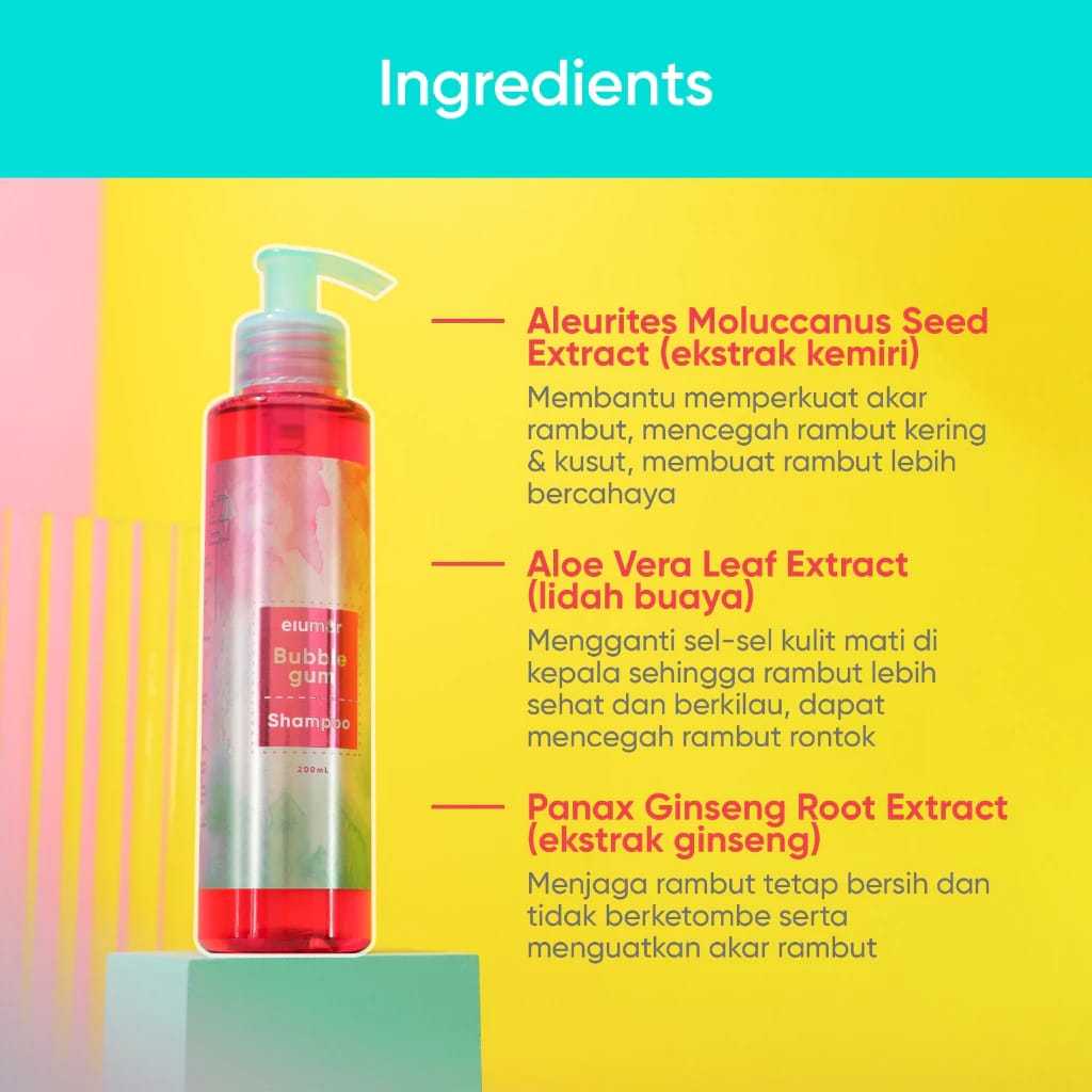 Elumor Shampoo Non Sls 200ml bubblegum elumor ELUMOR shampoo sampo rambut rontok shampo Non SLS bubb