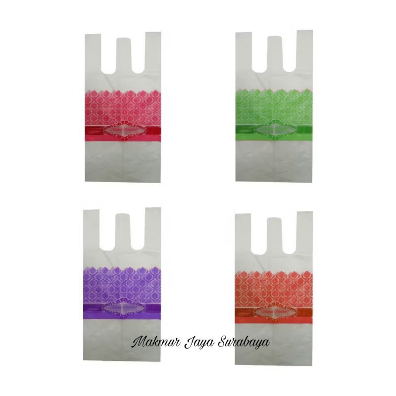 (50 pcs) Kantong Kresek Plastik Tulip Motif "Selamat Menikmati" untuk kotak makan R8 R10K R10B/Krese