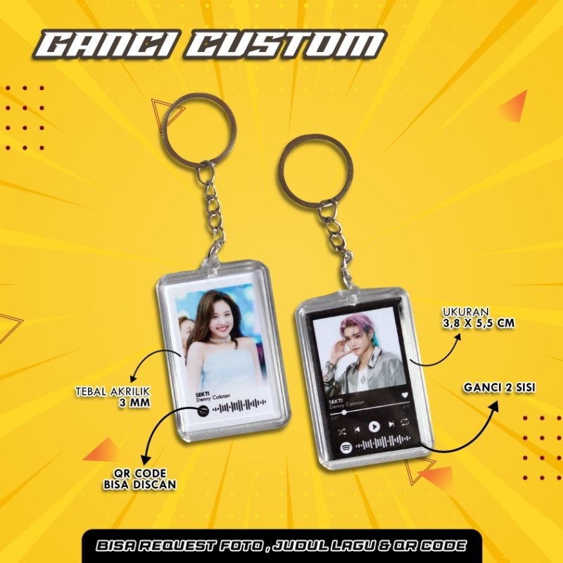 Ganci Custom Akrilik Spotify | Keychain Spotify | Bisa Request Foto & Scan Qr Code