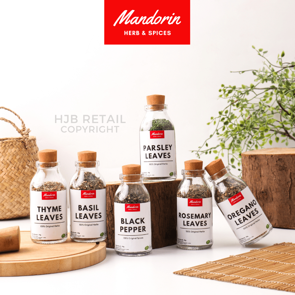 

MANDORIN Bumbu Dapur Bubuk Lengkap Oregano Parsley Paprika Ketumbar Bawang Putih Lada Hitam Merica