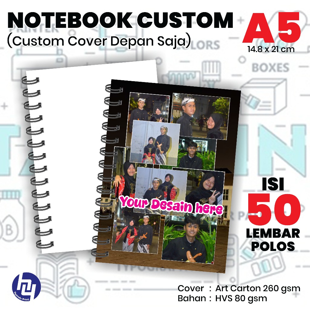 

Buku Notes A5 Desain Cover Custom isi Polos