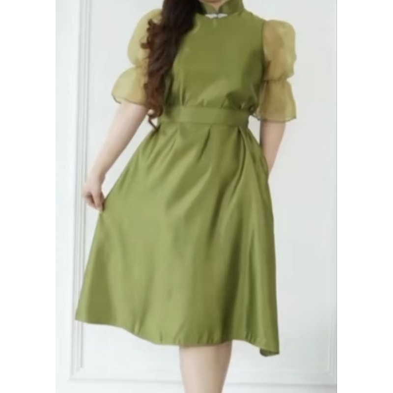 dress hijau wanita ( dress natal hijau )