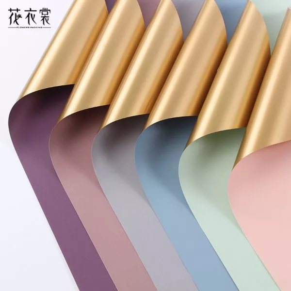 

[5 Lembar] BiColor GOLD Cellophane Flower Wrapping kertas Buket Bunga Import High Quality | List Gold