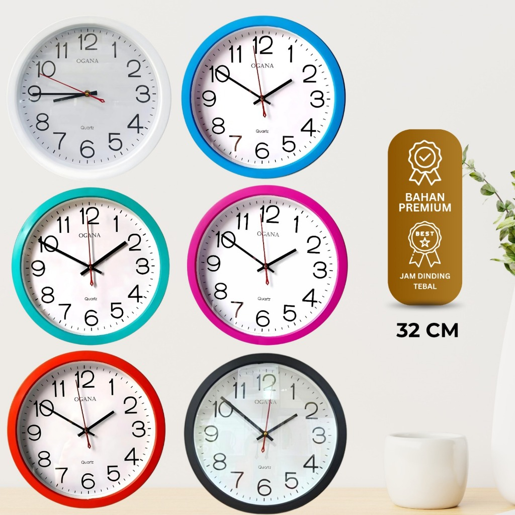 OGANA Jam Dinding Premium Besar 32Cm / Dekorasi Dinding Jam Polos Diameter Jumbo  32Cm Ogana 8989