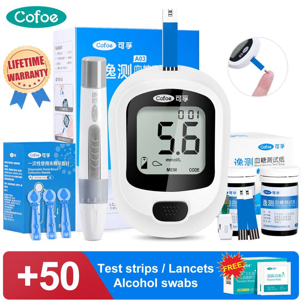 Cofoe Alat Cek Gula Darah Tinggi Lengkap Blood Glucose Meter Alat Tes Gula Darah Digital Dan Strip