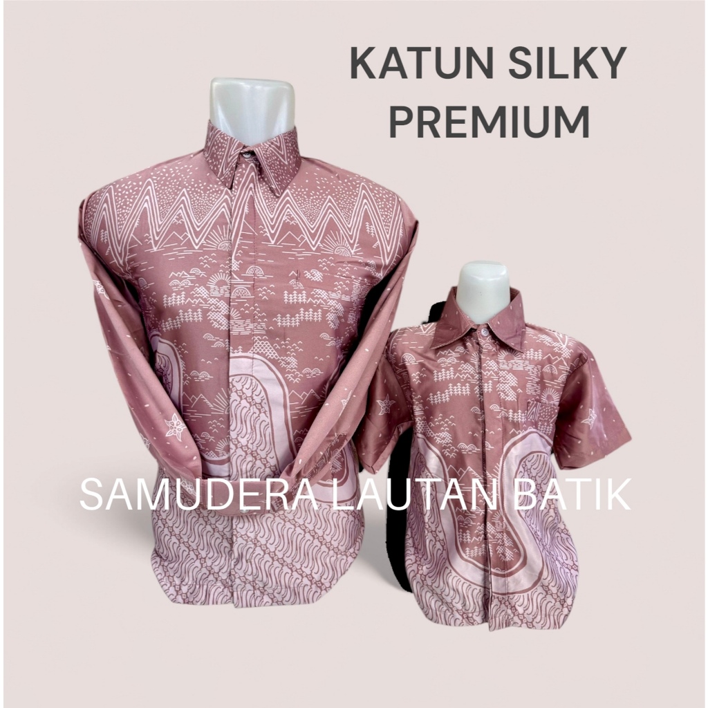Batik PINK Katun SILKY PREMIUM TANPA FURING, Kemeja batik Couple Ayah Anak Katun Silky Premium