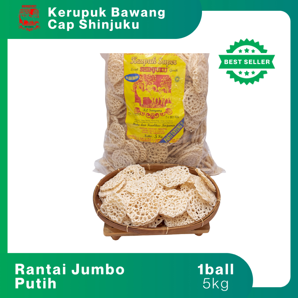 

Kerupuk Rantai Jumbo putih polos 5kg Cap Shinjuku