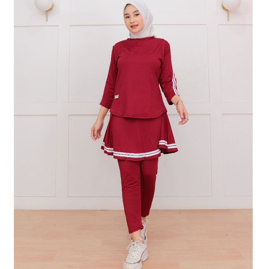 Atlana Set - One Set Jersey Zumba Yoga Tenis Bersepeda Olahraga - Setelan Rok Legging // Oneset baju
