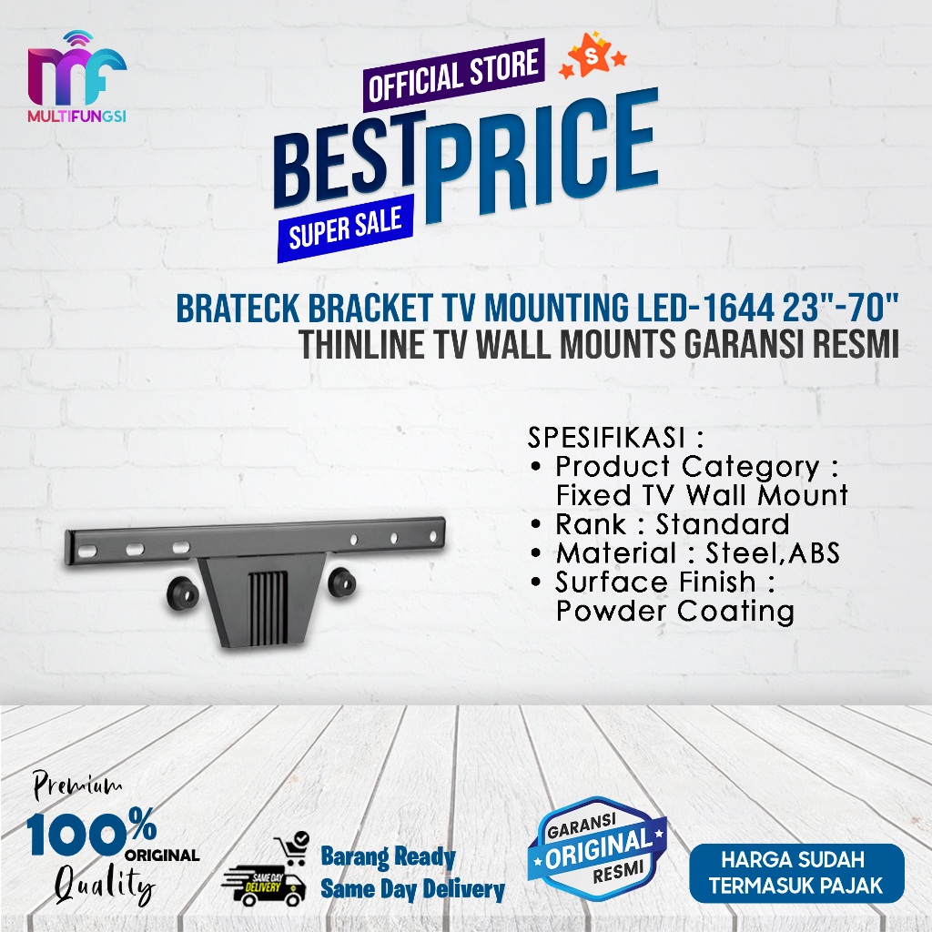Brateck Bracket TV Mounting LED-1644 23"-70" Thinline TV Wall Mounts Garansi Resmi
