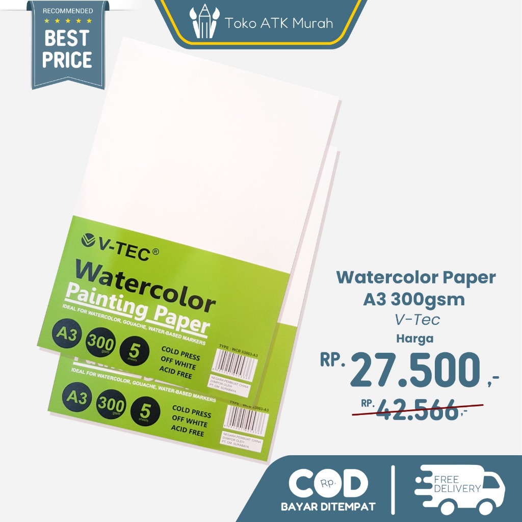 

V-Tec Watercolor Paper A3 300gsm Cold Press