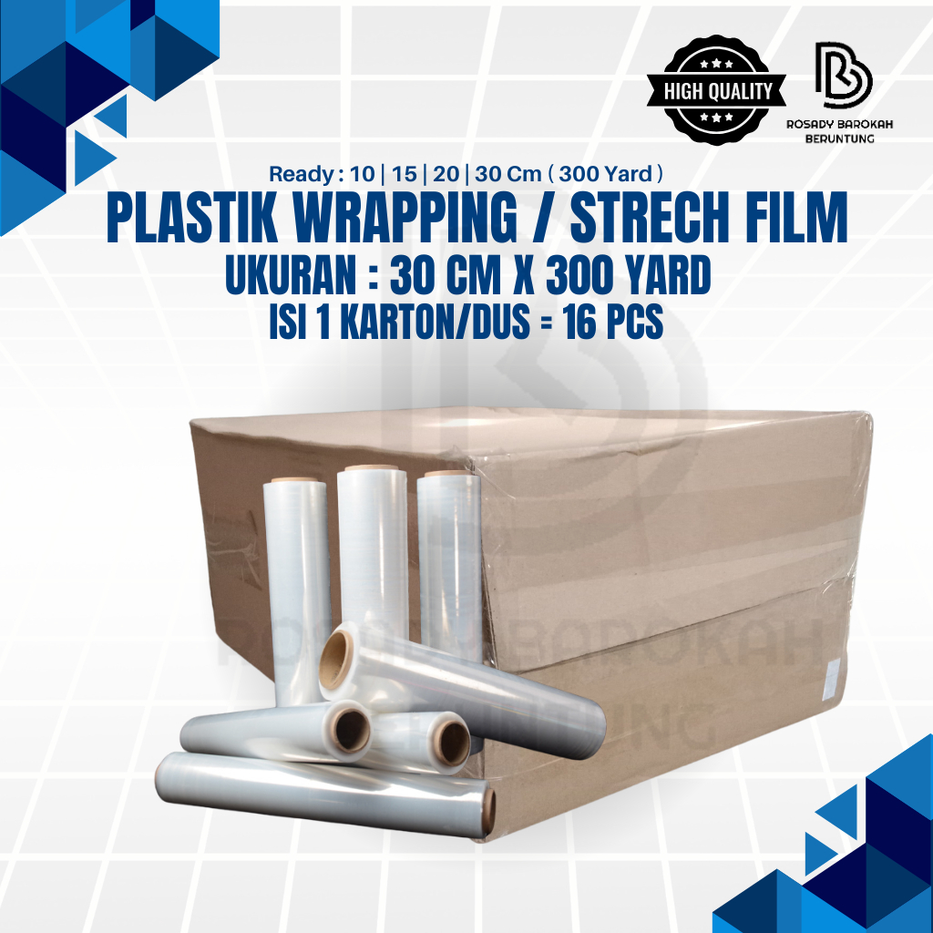 

Plastik Wrapping 1 karton / Wrapping Plastic 1 dus / Wrapping Stretch Film Bening Tebal 300 Yard