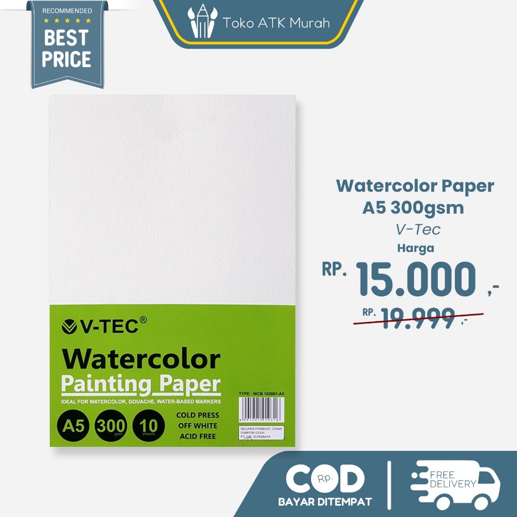 

V-Tec Watercolor Paper A5 300gsm Cold Press