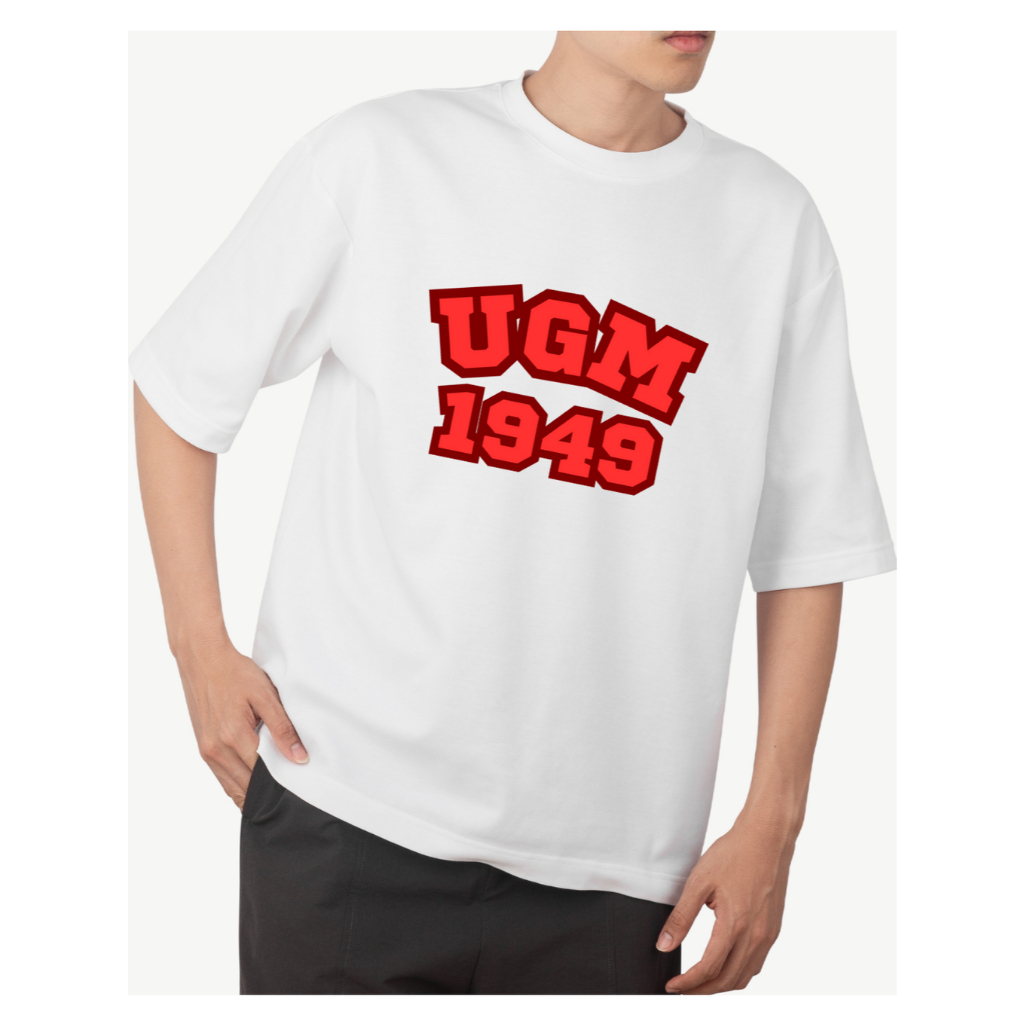 KAOS UGM (UGM T-SHIRT) White Red Casual ~ Original Clothing UGM