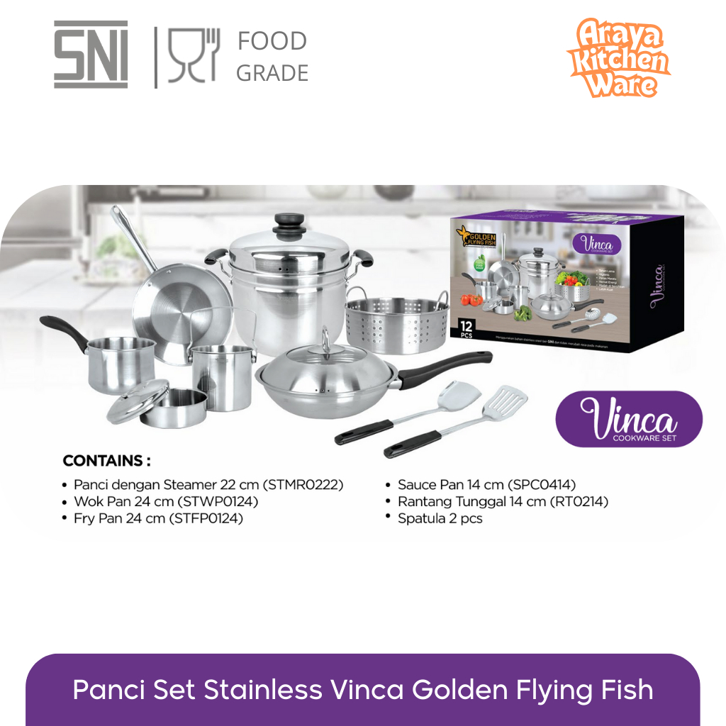 Panci Set Stainless Vinca Golden Flying Fish