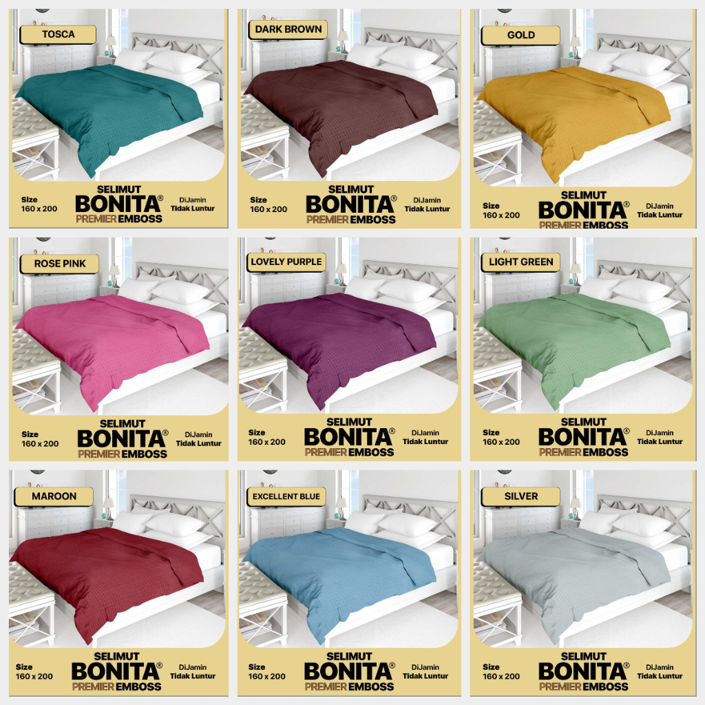 Selimut Bulu BONITA PREMIER EMBOSS Polos size 160 x 200