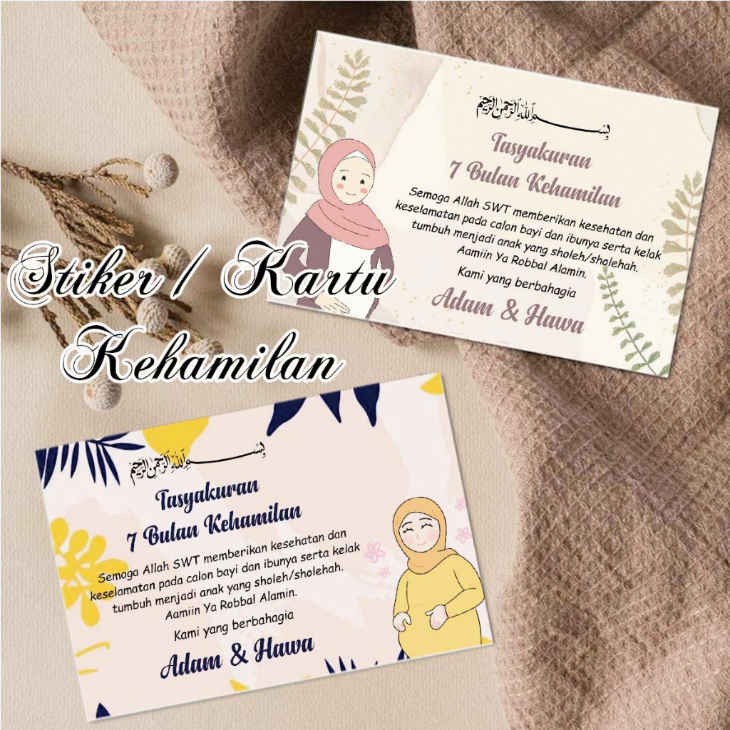 stiker / kartu tasyakuran kehamilan 4 bulanan syukuran kehamilan 7 bulanan free request free tambah 