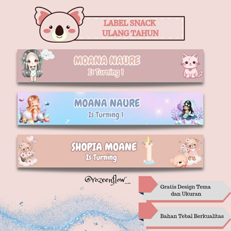 LABEL SNACK ULANG TAHUN CUSTOM / LABEL BINGKISAN SNACK / CUSTOM LABEL NAMA SNACK ULANG TAHUN