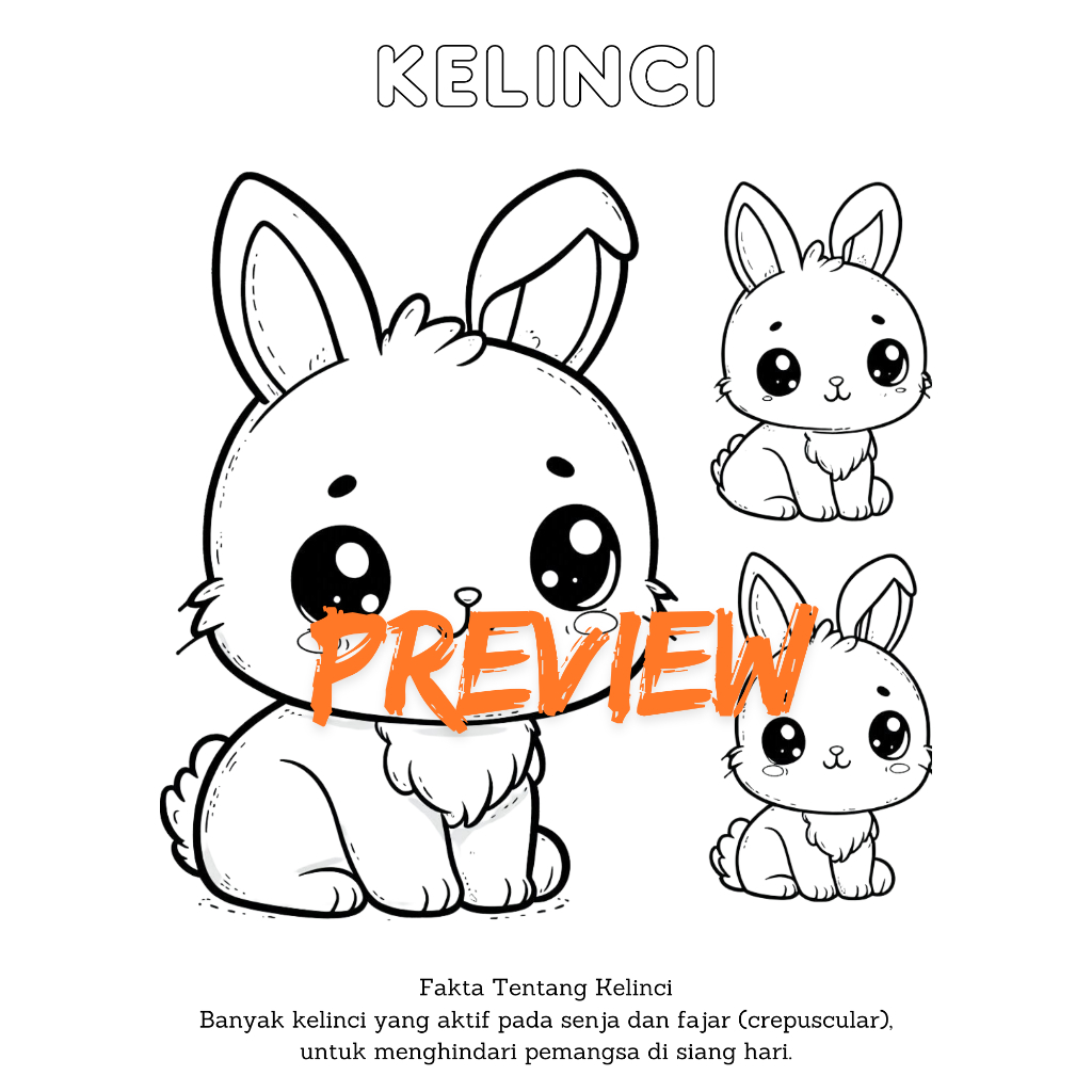 

Kertas Mewarnai Anak Tema Hewan Lucu Kelinci