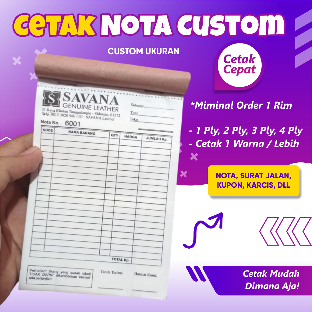 

Cetak Nota Custom | Kwitansi | Surat Jalan Cetak