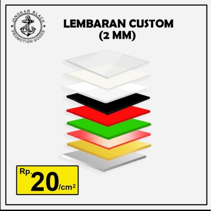 

Akrilik / Acrylic Lembaran Bening / Clear Potongan Custom Tebal 2mm