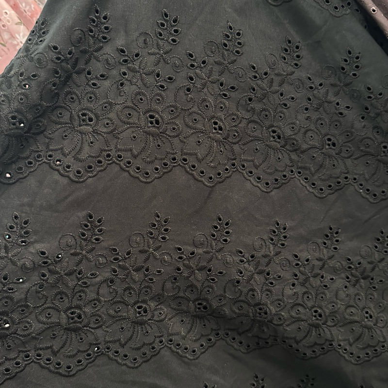 Kain Katun Bordir Hitam Premium Katun Bordir Bolong