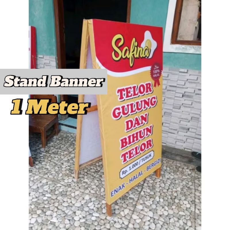 Stand banner / Standing banner kayu / Stand banner lipat 2 sisi