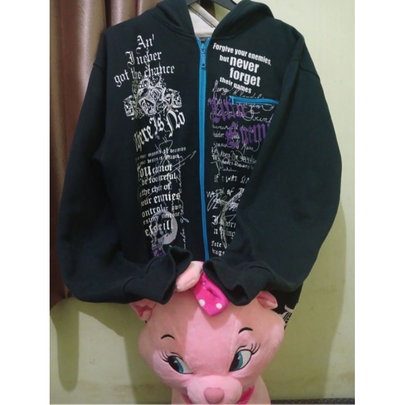 y2k Punk Grunge Skull Label Hoodie Zipper