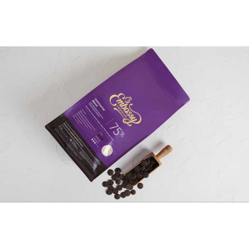

2.5 KG EMBASSY 75% COUVERTURE CHOCOLATE CONTINENTAL REPACK REAL AZALEA DARK COOKING CHOCOLATE