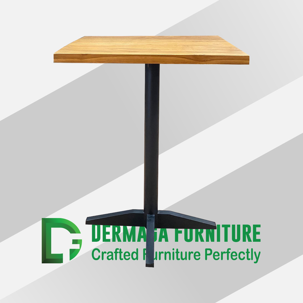 PRE ORDER MEJA CAFE KAKI BESI TOP MEJA KAYU JATI FINISHING SIAP PAKAI SOFA KURSI PELAMINAN DEKORASI 