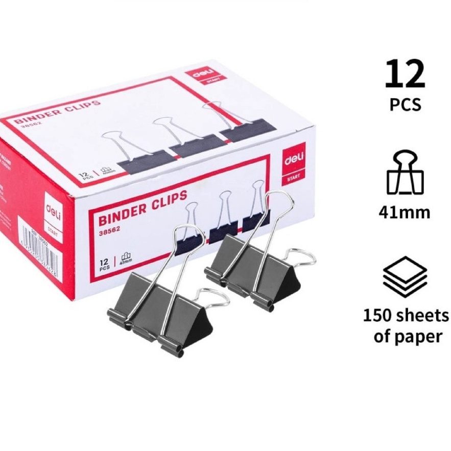 

Deli E38562 Binder Clip 41mm bebas karat dilapisi oleh elektroforesis (200)