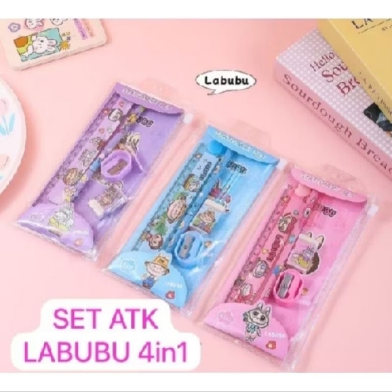 

Set alat tulis 4in1Karakter LABUBU Pensil penggaris set alat tulis sekolah Labubu