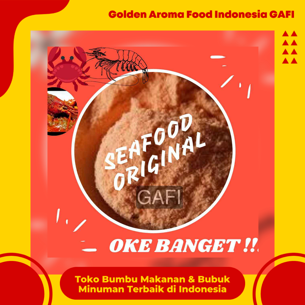 

GAFI Food Bumbu Tabur Rasa Seafood Original 1 Kg Enak Murah Lezat Gurih Halal, Original Seafood Seasoning Powder 1Kg