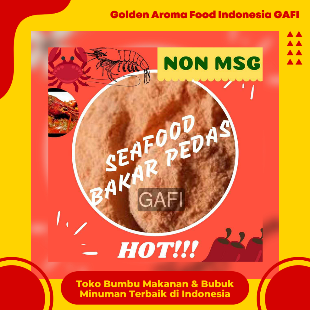 

GAFI Food Bumbu Tabur Rasa Seafood Bakar Pedas NON MSG 1 Kg Enak Murah Lezat Gurih Halal, Spicy Grill Seafood NON MSG Seasoning Powder 1Kg