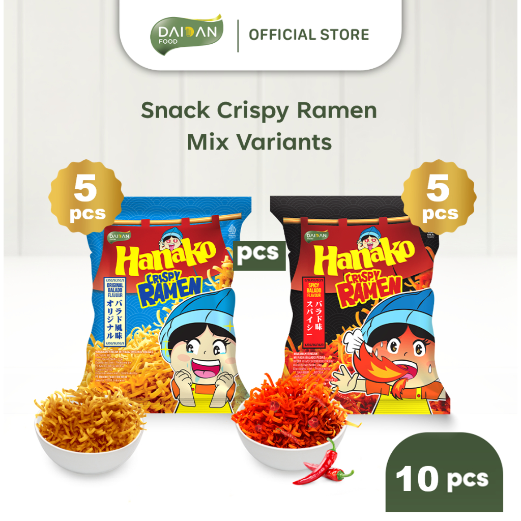 

Snack Hanako Crispy Ramen Mix Variants Small Pack 10 pcs
