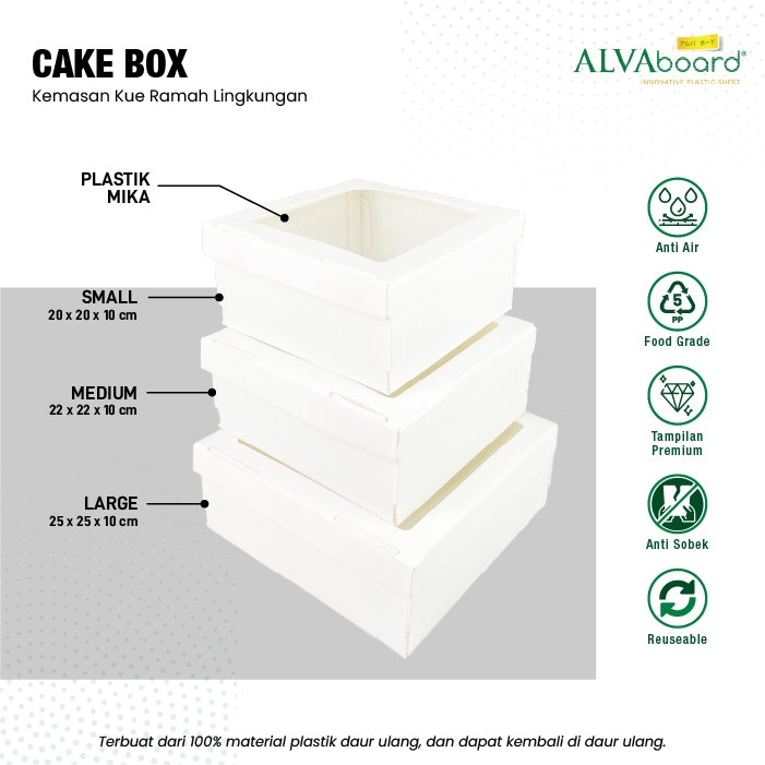 ALVAboard Window Cake Box, Kotak Kue Mika Food Grade