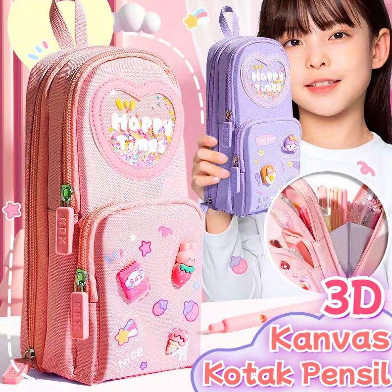 

KODE K22S Gaya baruTempat pensil kotak 3D Anak perempuan Lucu Besar Kotak pensil kanvas 6 ruangKotak pensil anak sekolahTempat pensil kapasitas besar strobericeries krim