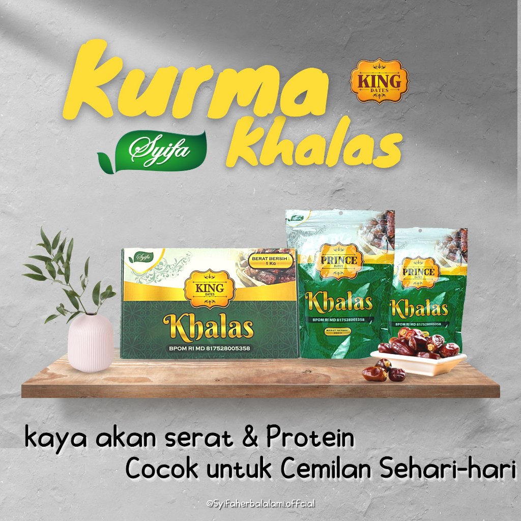 

Kurma Khalas King 500 gram dan 1 Kg King Dates Khalas Syifa | Kurma Premium Kemasan